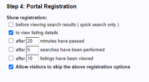 Portal Registration Settings